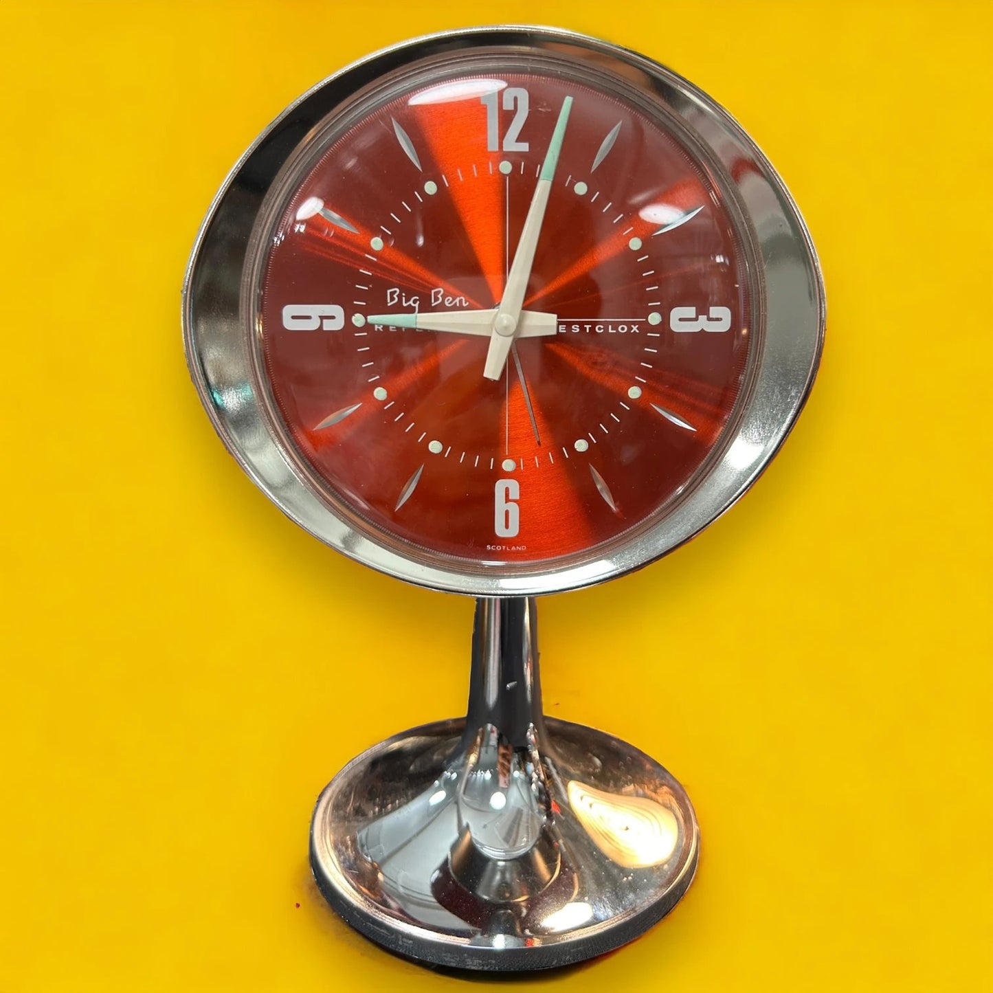 Mid Century Red Westclox Alarm Clock