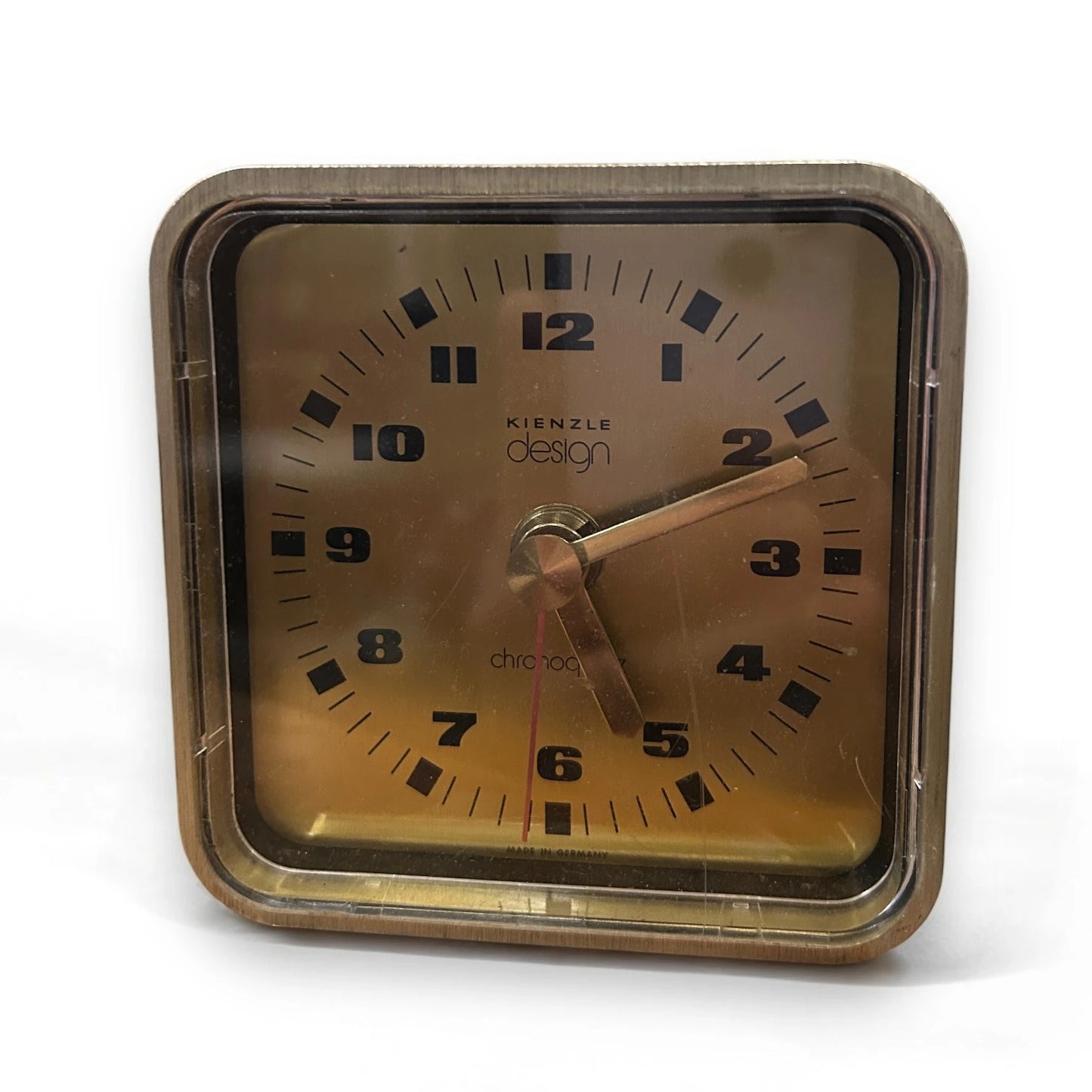 Mid Century Kienzle Square Brass Table Clock