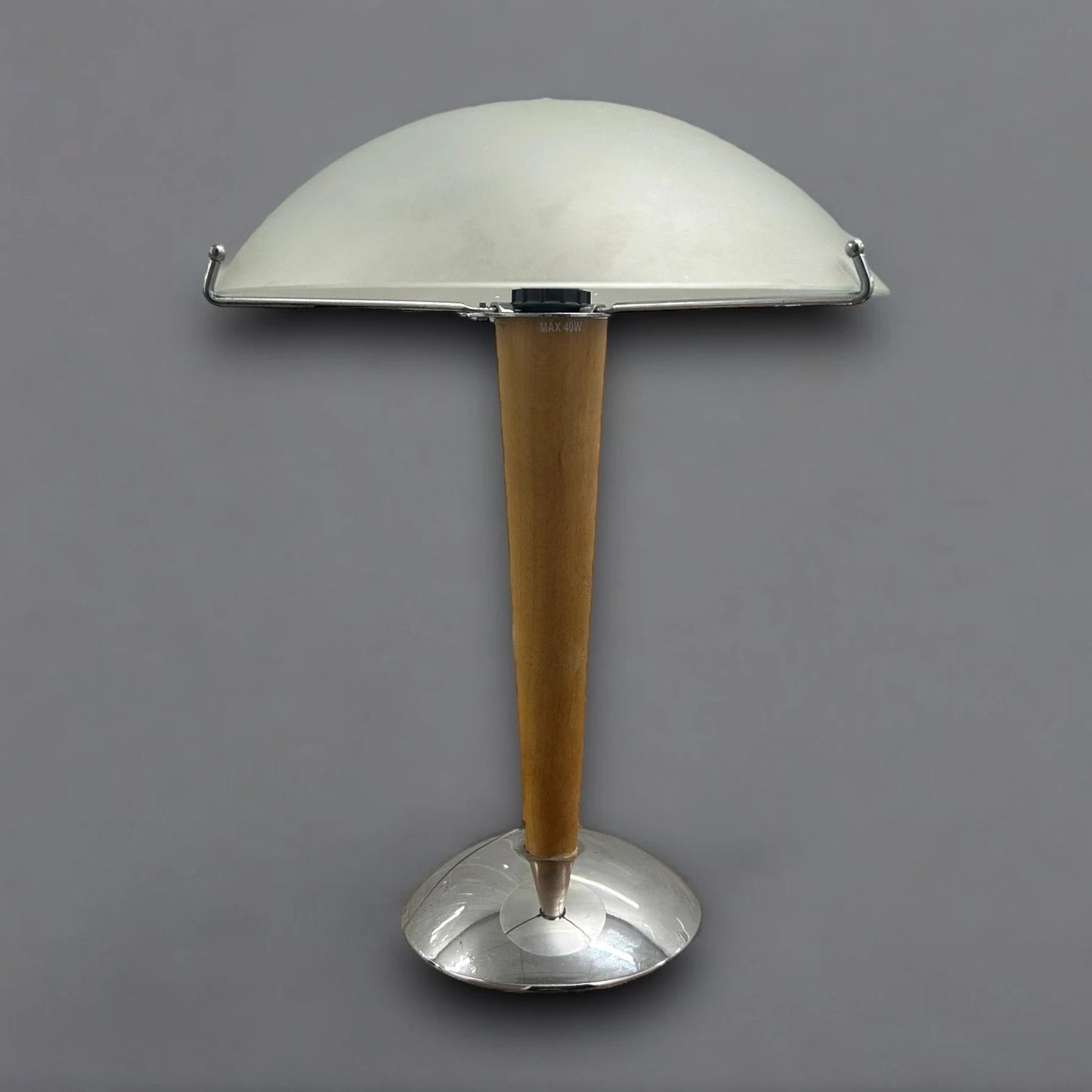 Vintage 90s Ikea Kvintol Teak and Chrome Table Lamp