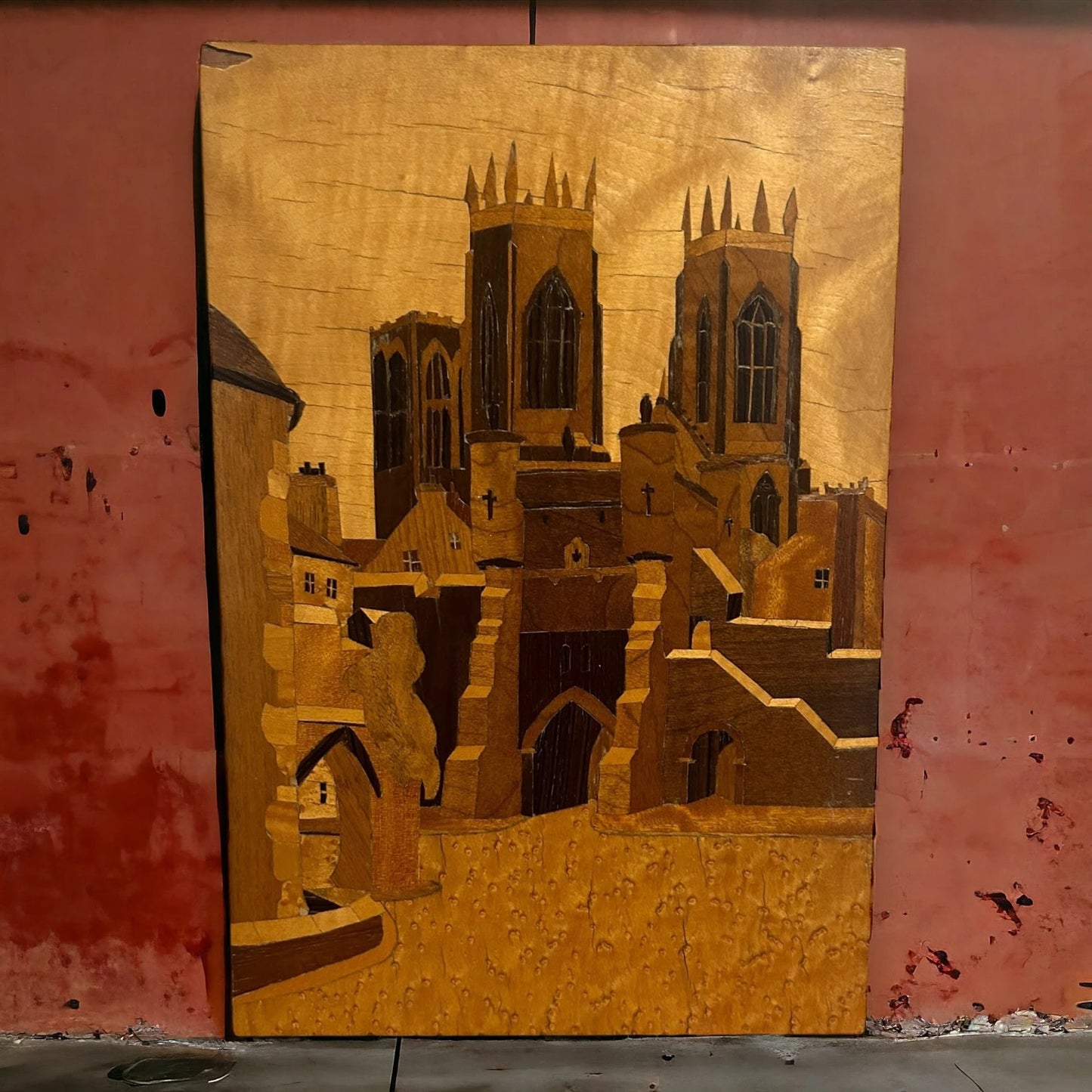 Vintage 1970s Inlaid Wood Marquetry Picture Frame