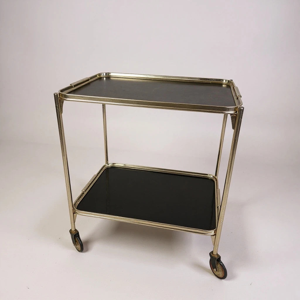 Mid Century Modern Chrome and Black Drinking Trolley