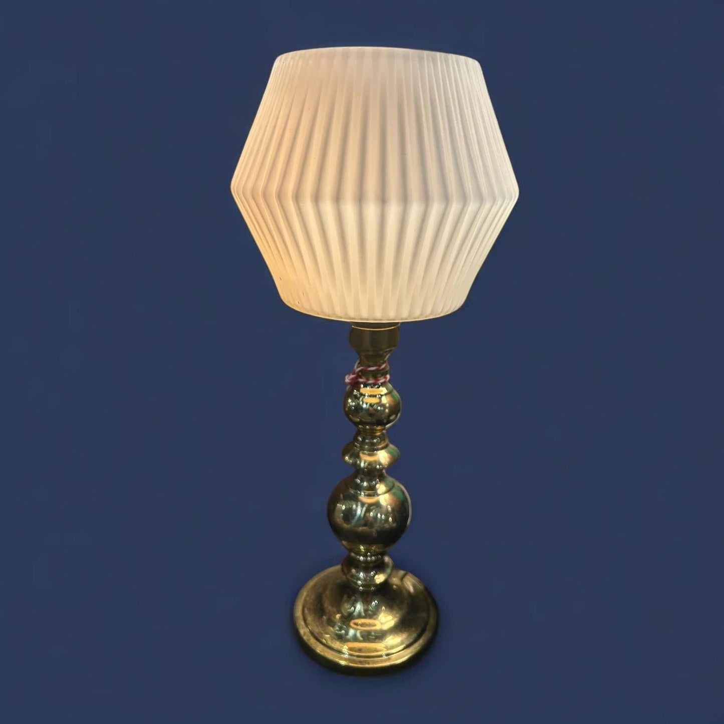 Mid Century Glass and Brass Table Lamp