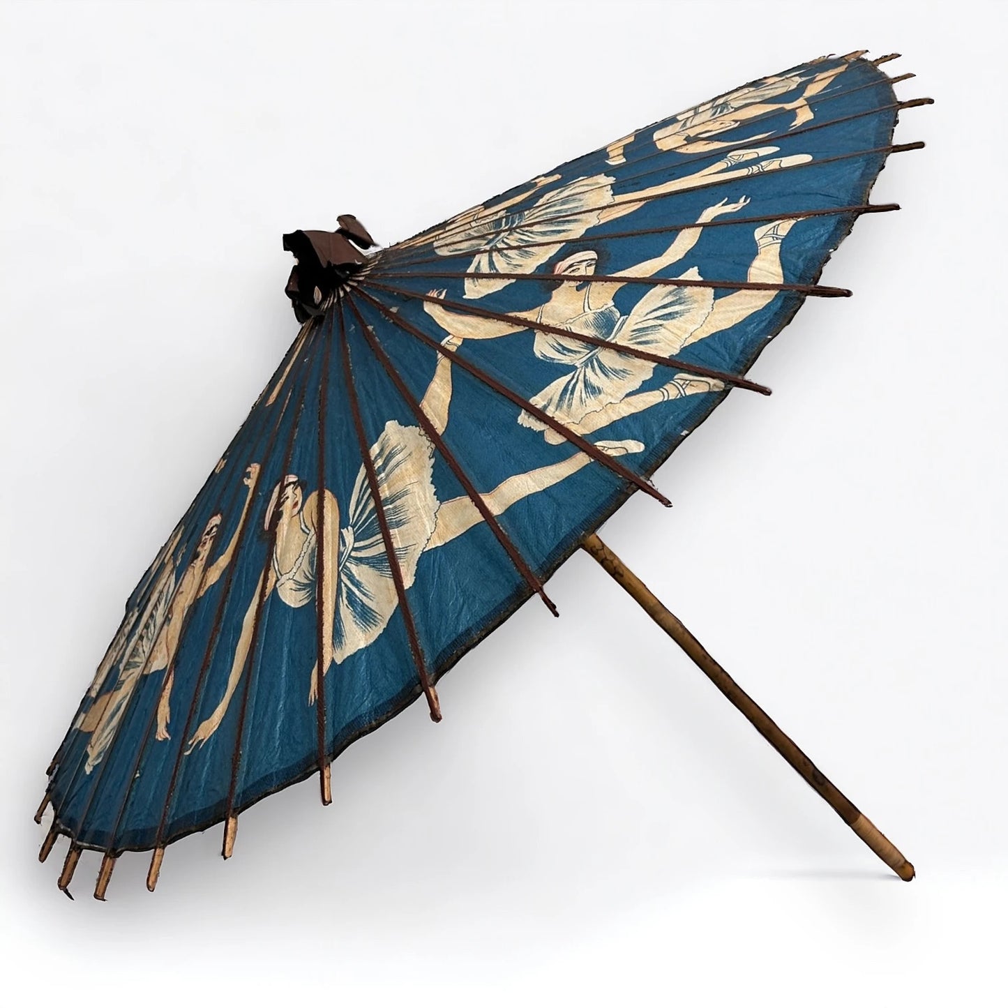 Vintage 1960s Chinese Art Deco Ballet Dancers Parasol