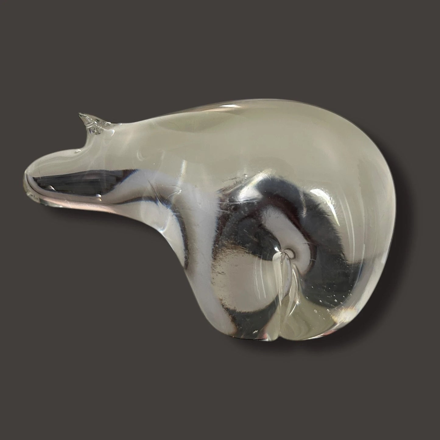 Mid Century glass polar bear paperweight