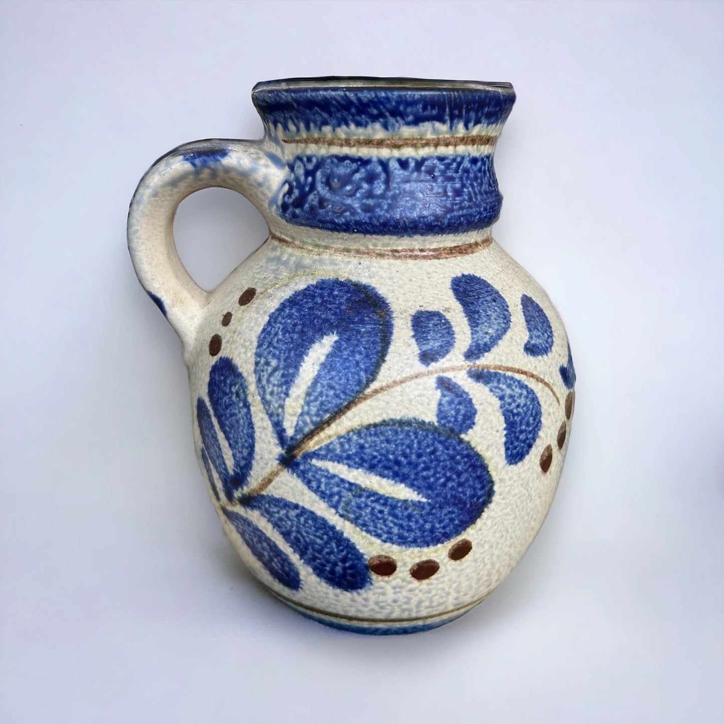 Mid Century West German Bay Keramik Blue Jug