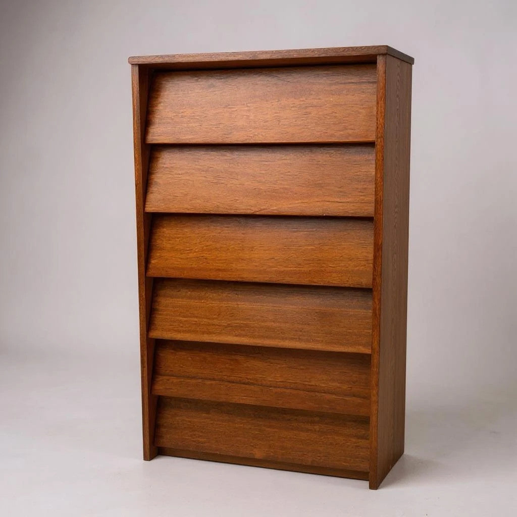 Mid Century Teak Tallboy Chest of Drawers – Slatted Front