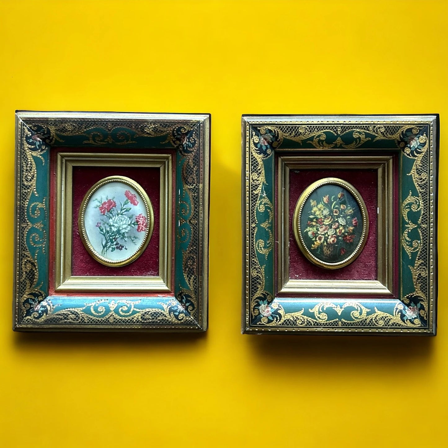 19th Century Pair of Floral Art Oil Painting