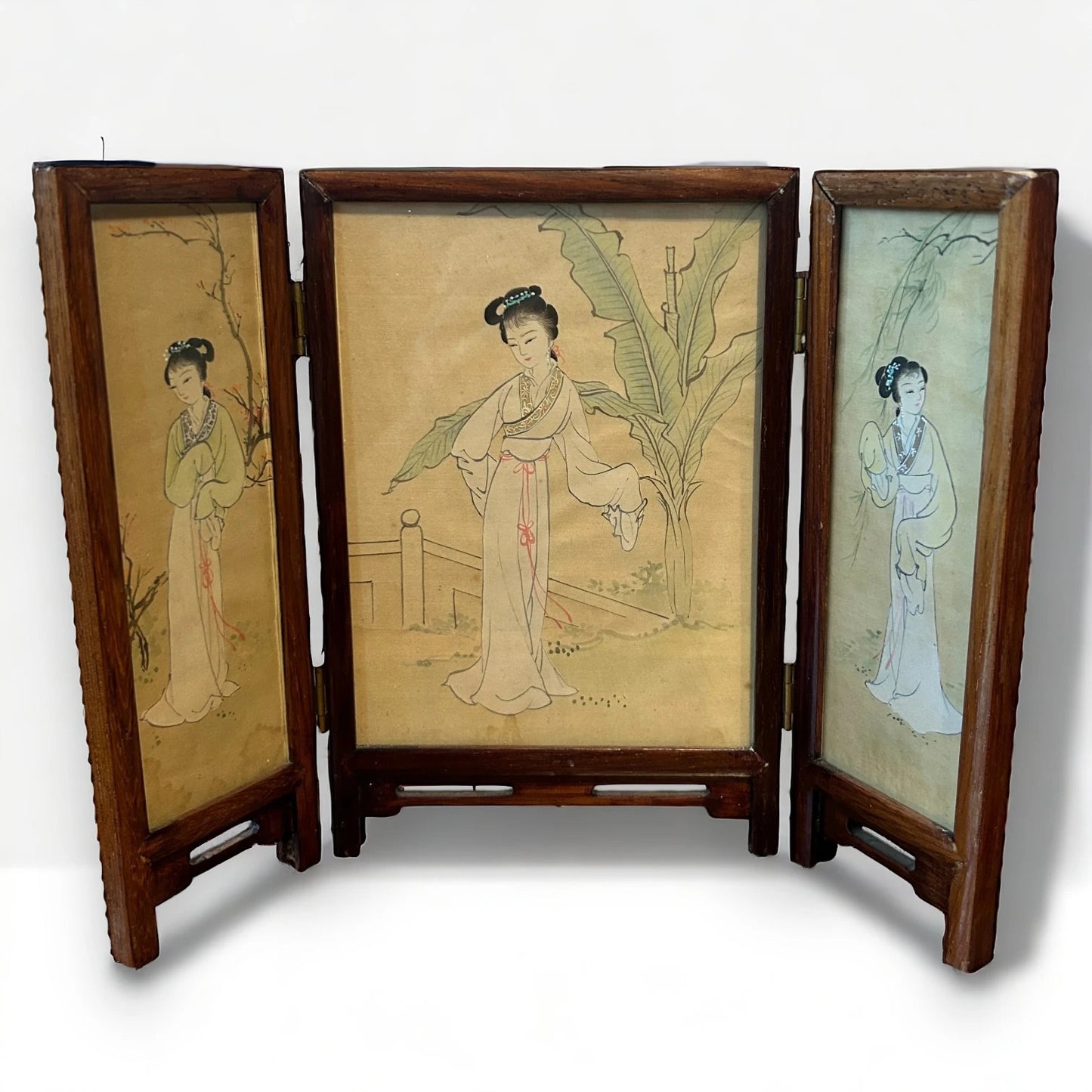 Vintage 1960s Oriental Art Mini Desk Divider
