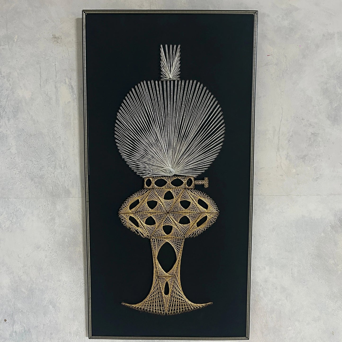 Mid century string art oil lamp