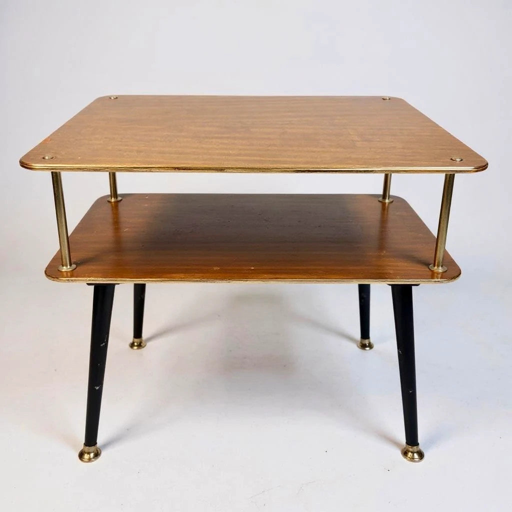 Mid Century Modern Teak Coffee Table with Magazine Rack
