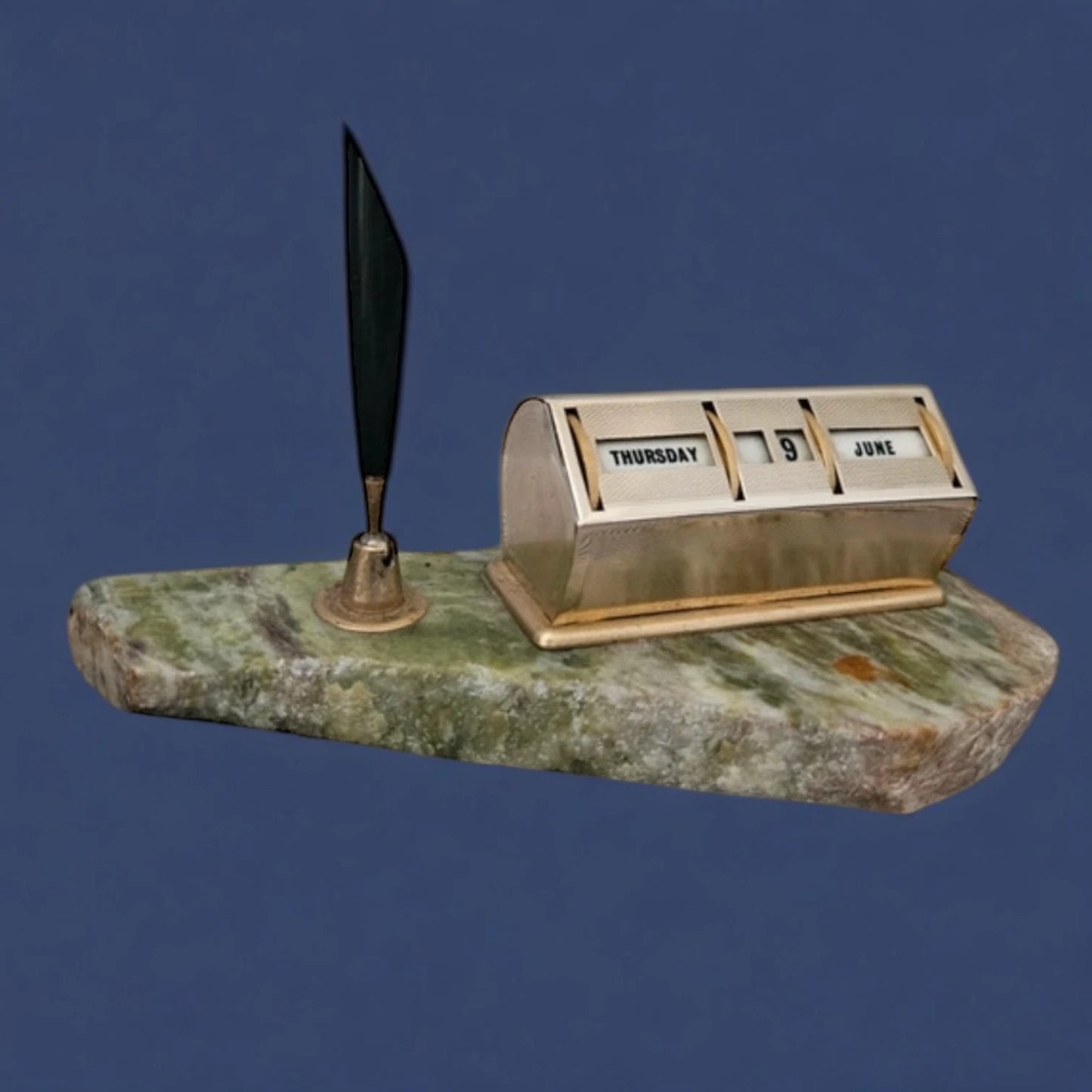 Mid Century Onyx Mounted Perpetual Calendar