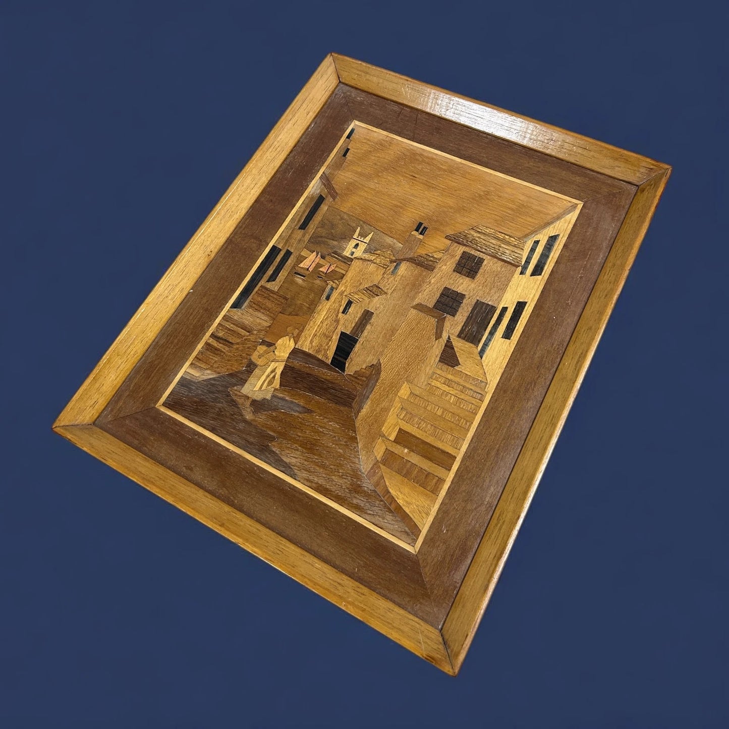 Mid Century Wood Marquetry Picture Frame