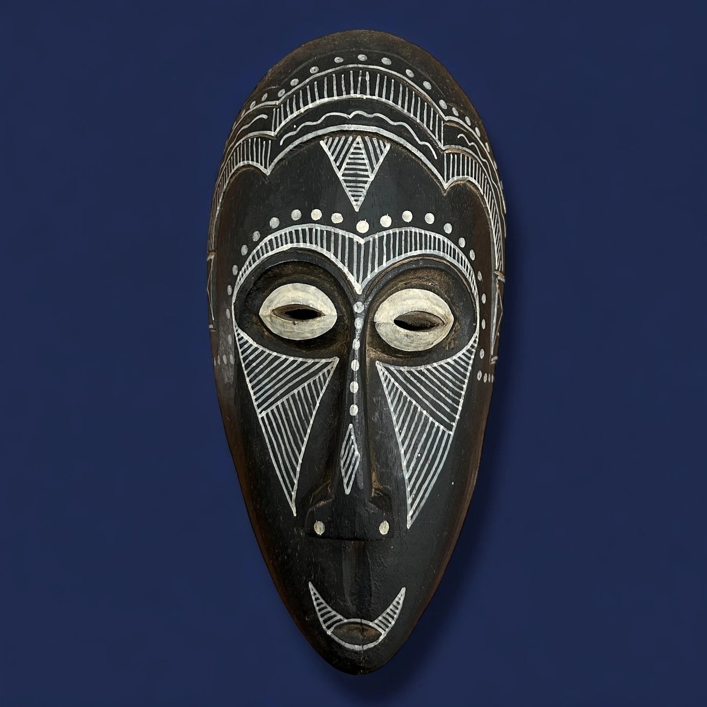 Mid Century African Carved Wood Wall Art Mask