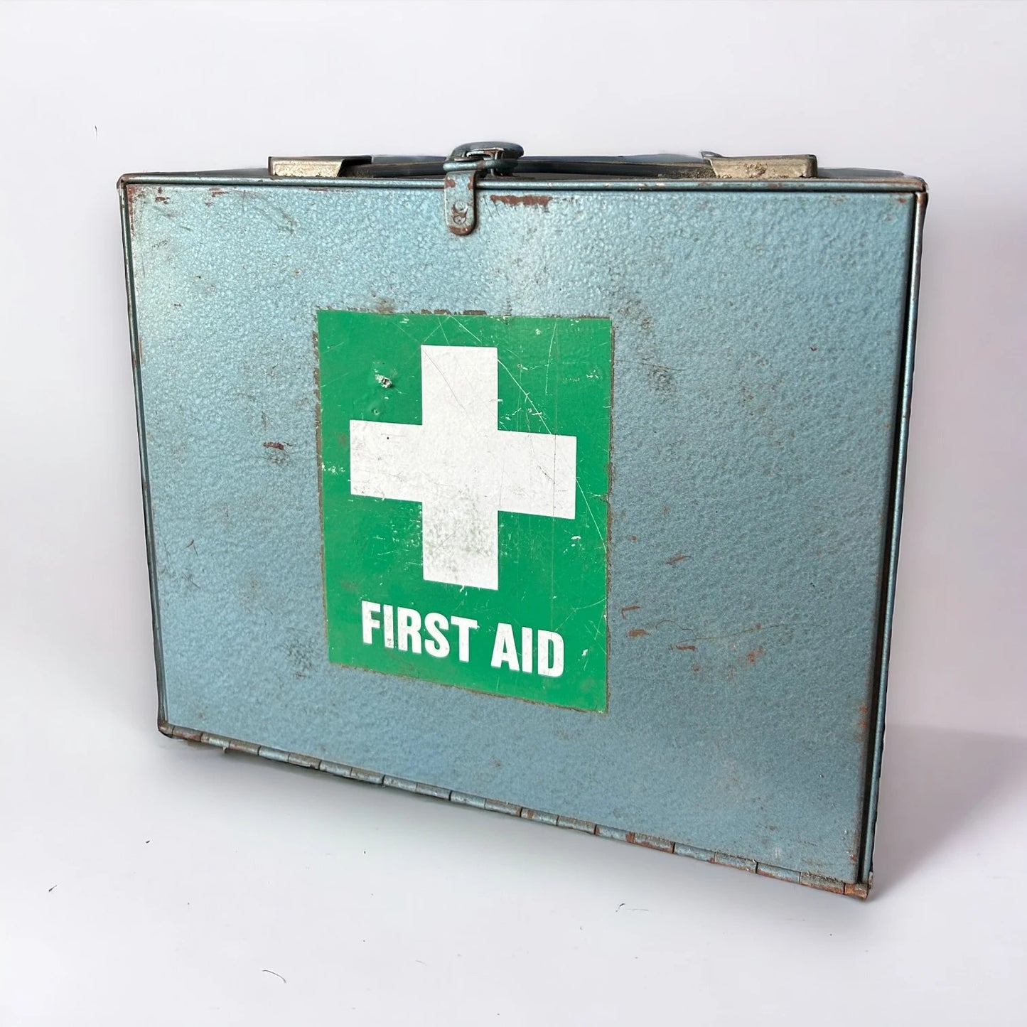 Vintage 1980s First Aid Metal Tin Box