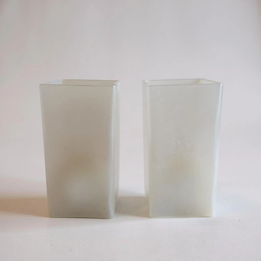 Vintage Pair of Ice Cube Ikea Grono Frosted Glass Table Lamps