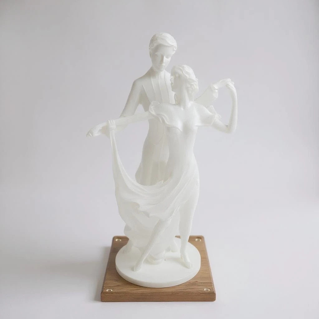 Vintage 1990s Lucite Art Deco Style Dancing Couple Sculpture Signed by Crosa