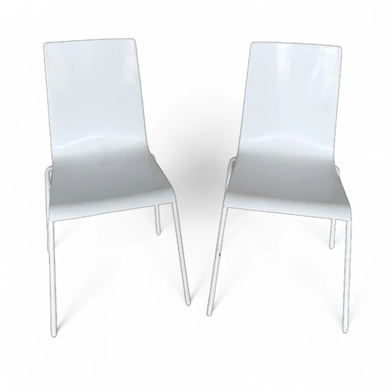 Pair of Italian White Plastic Dining Chairs | Minimal Modern Design