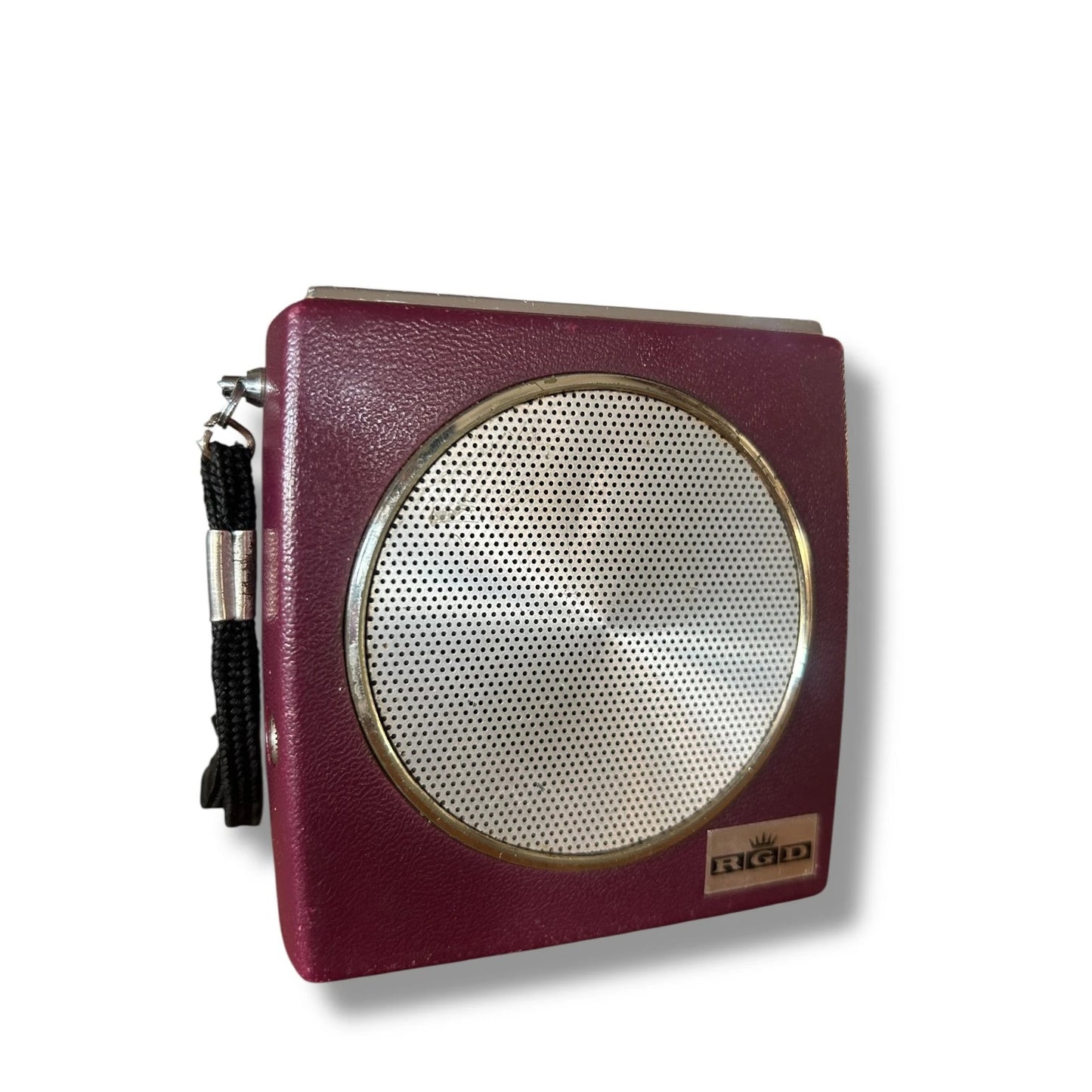 Vintage RGD Burgundy Portable Transistor Radio – 1960s Mid Century Modern Style