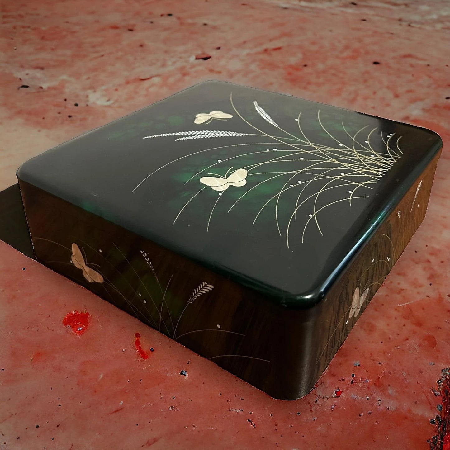 Vintage 1970s Japanese Black Lacquer Jewellery Box