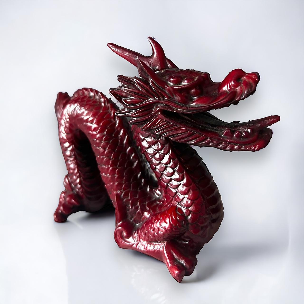 vintage 1970s Chinese red dragon sculpture