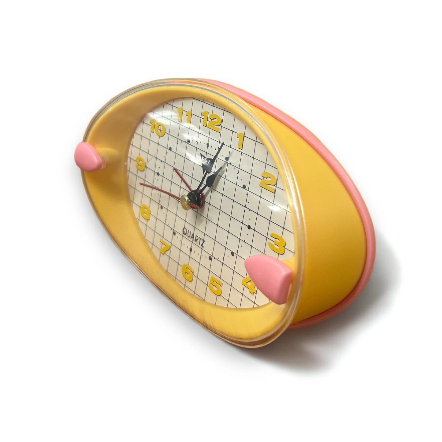 Vintage 90s Pink and Yellow Alarm Clock