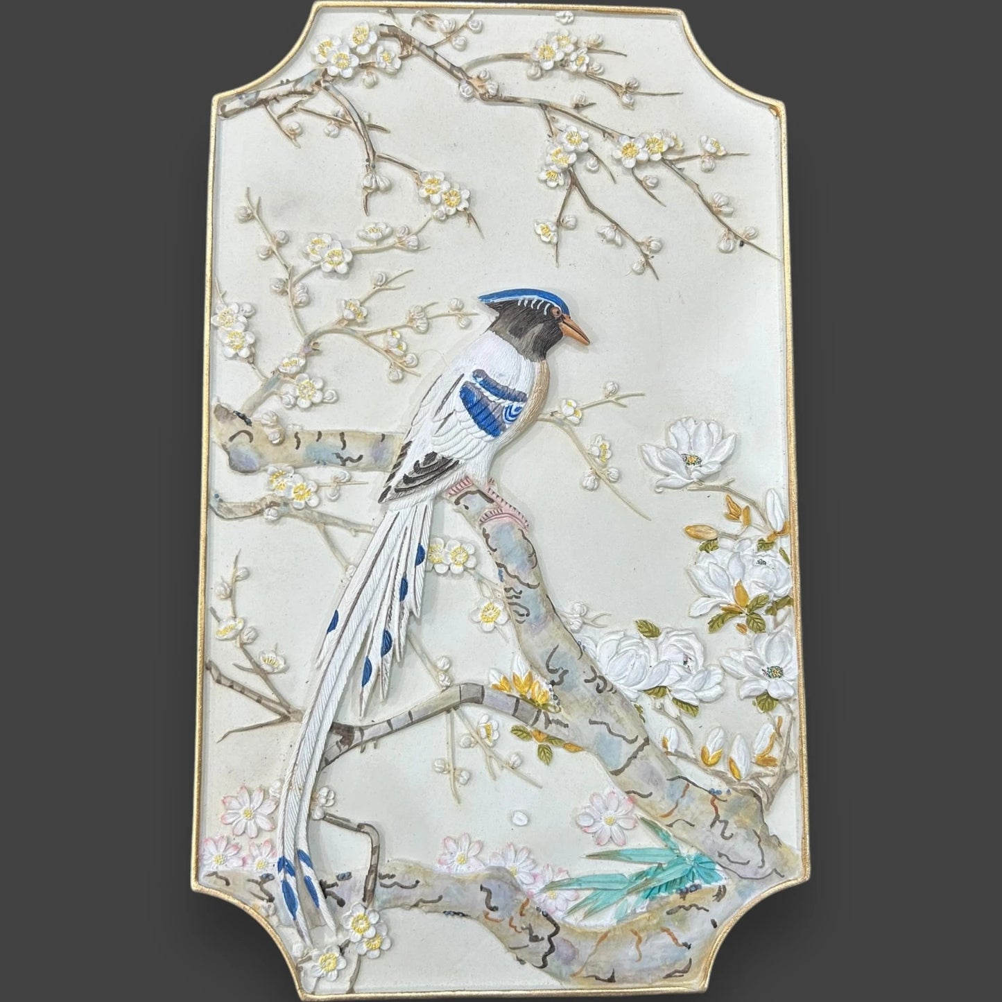 Vintage 1980s Floral Birds Wall Plaques
