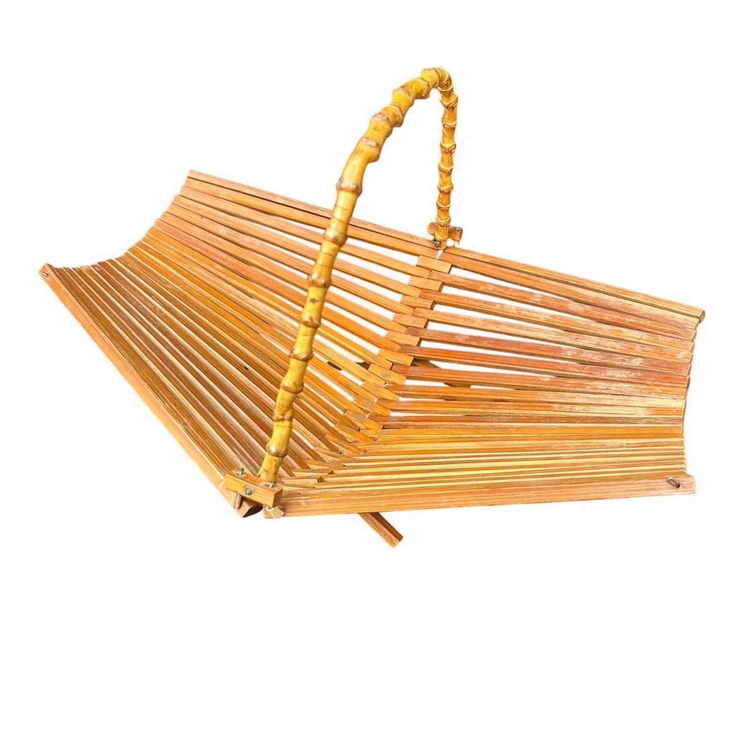 Mid century modern Japanese bamboo folding basket