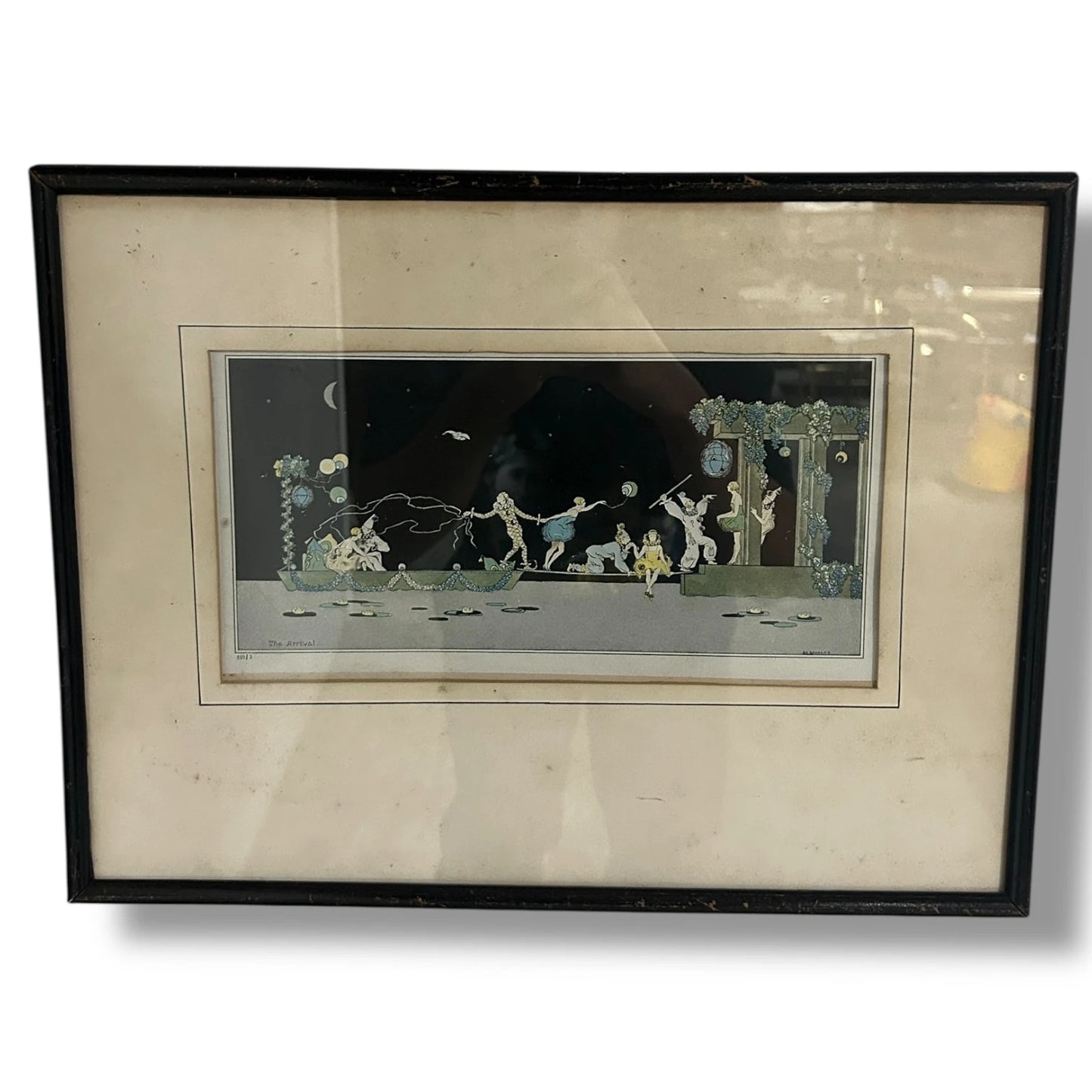 Vintage Art Deco Paper Dancing The Arrival Framed Artwork