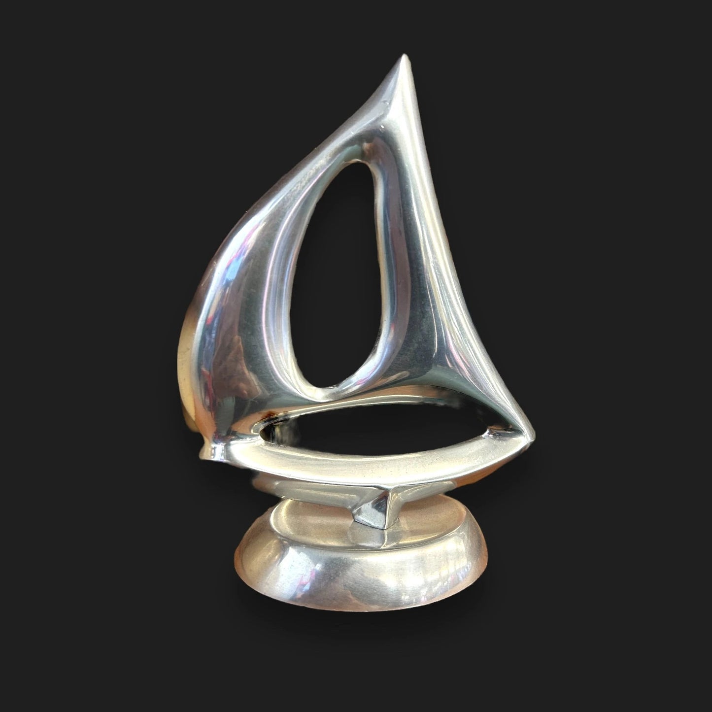 Mid Century aluminium silver sailboat sculpture