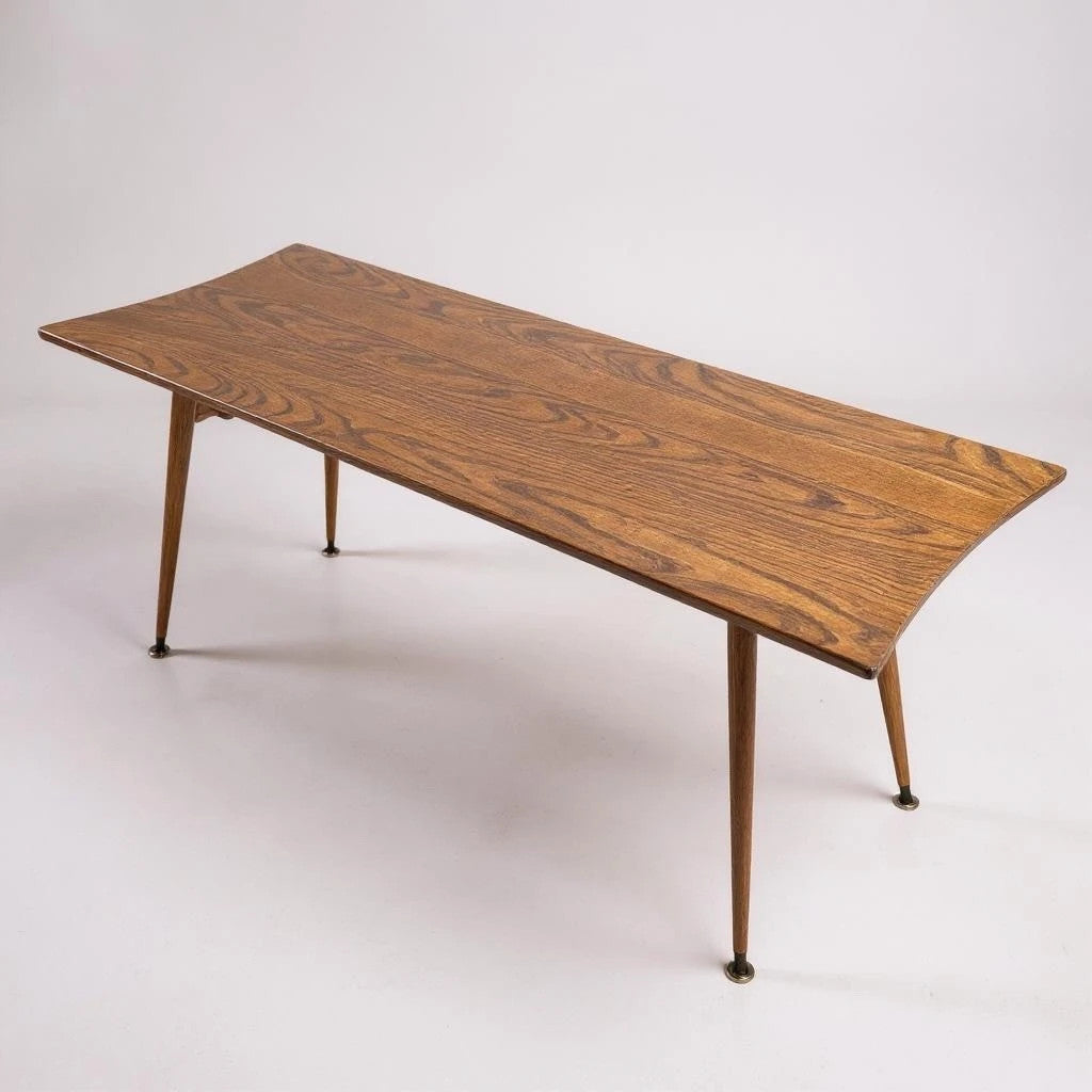 Mid Century Modern Danish Surfboard Teak Coffee Table