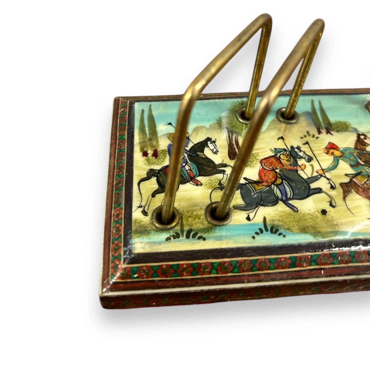 Vintage 1960s Persian Khatam Art Letter Rack