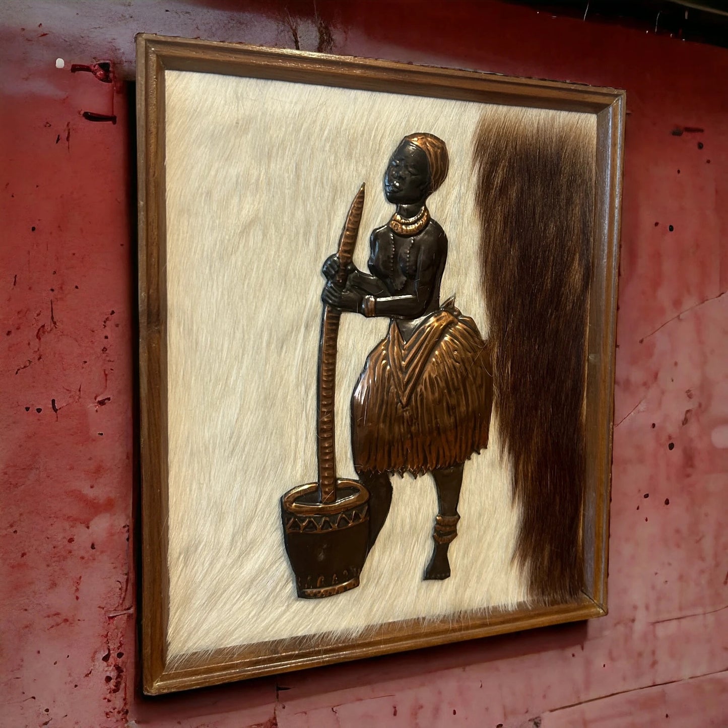 Vintage 1960s African Lady Copper Art