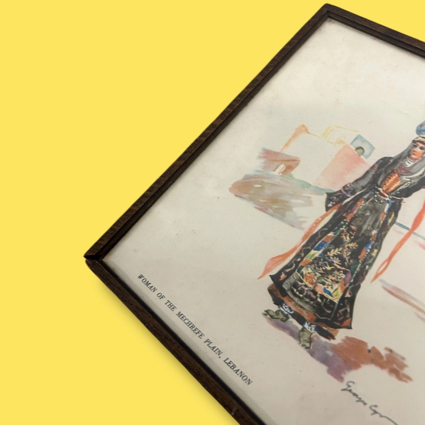 Vintage 1930s Lebanese Watercolour by Georges Cyr Framed