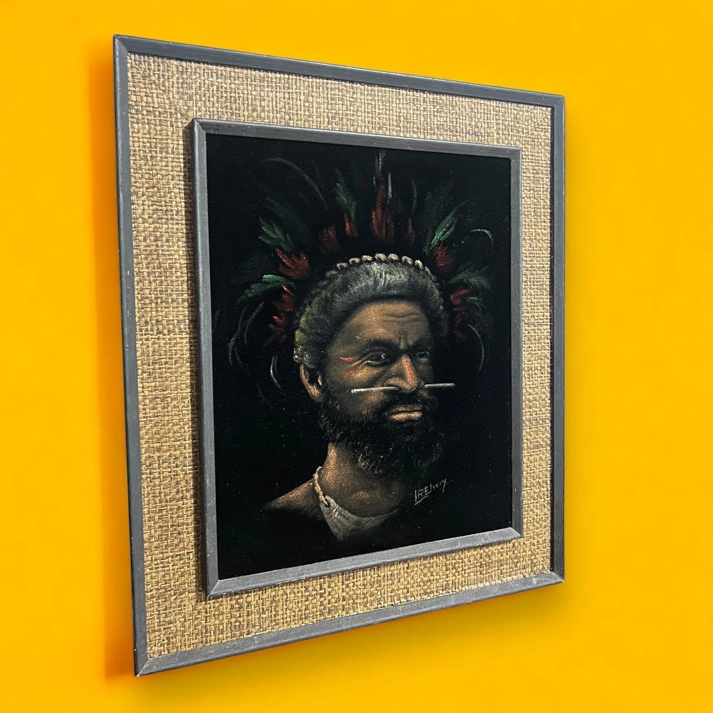 Vintage 1960s Aboriginal Art Traditional Man Painting