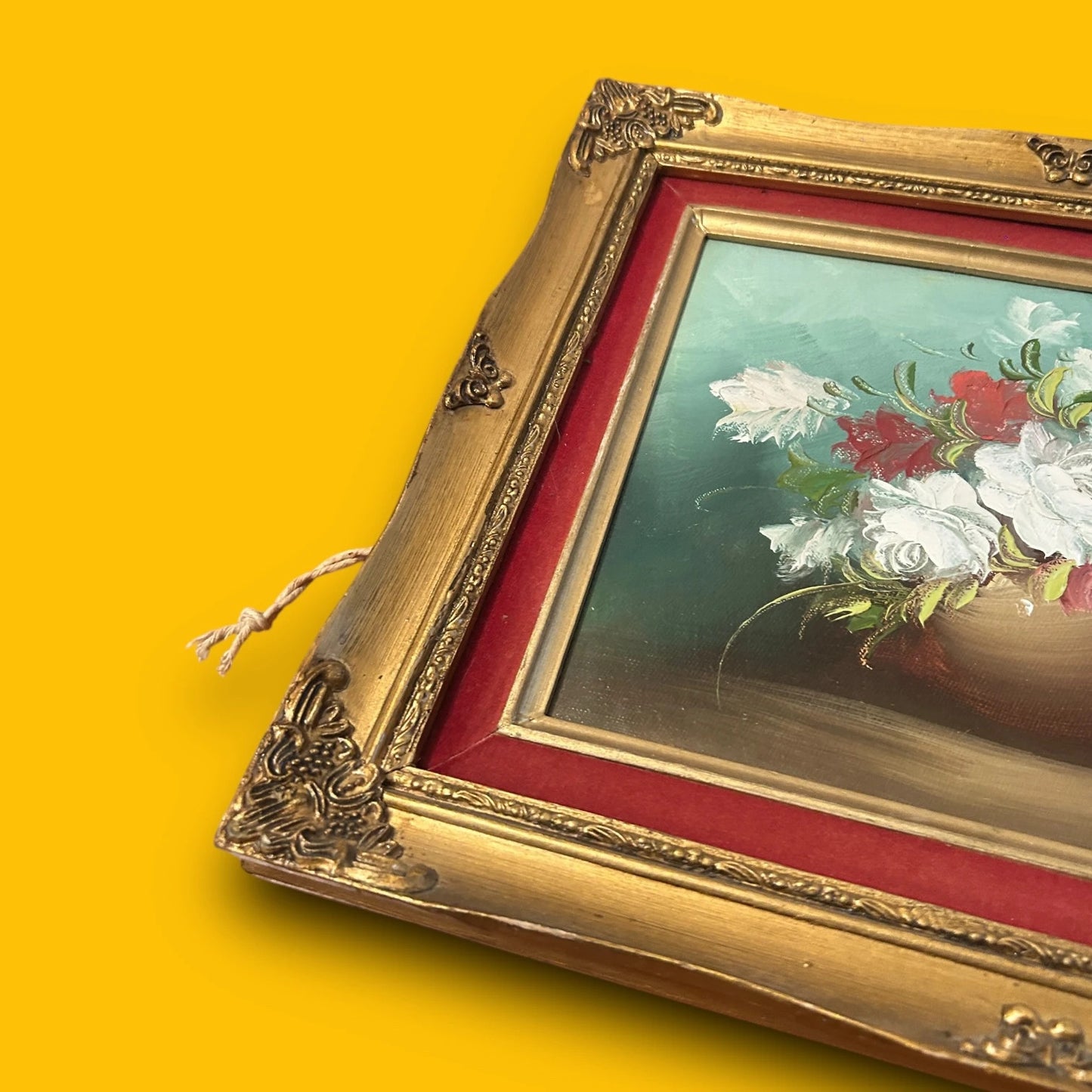 Vintage 1970s Floral Art Gilt Painting