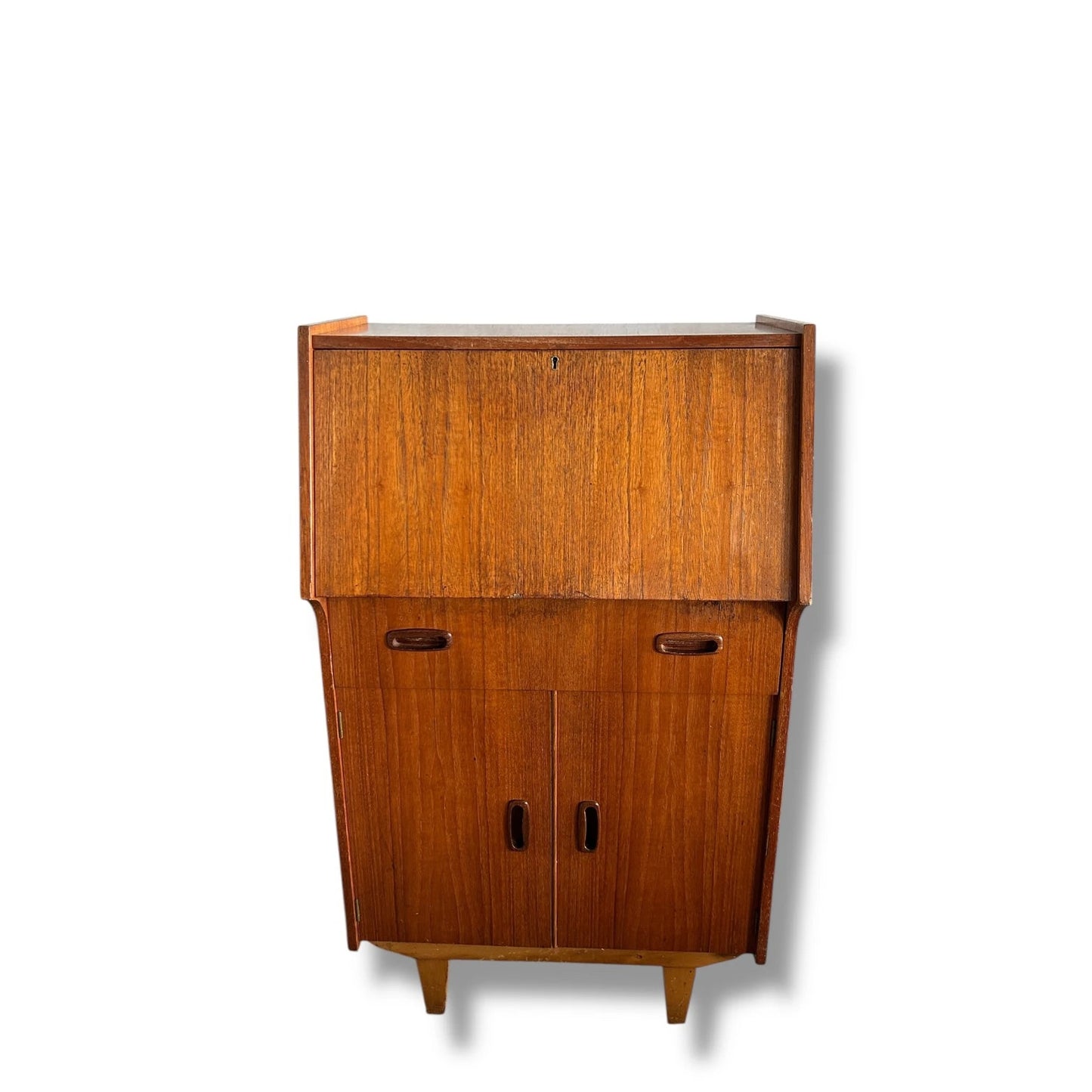 Mid Century Bureau | Vintage Teak Writing Desk Drinks Cabinet