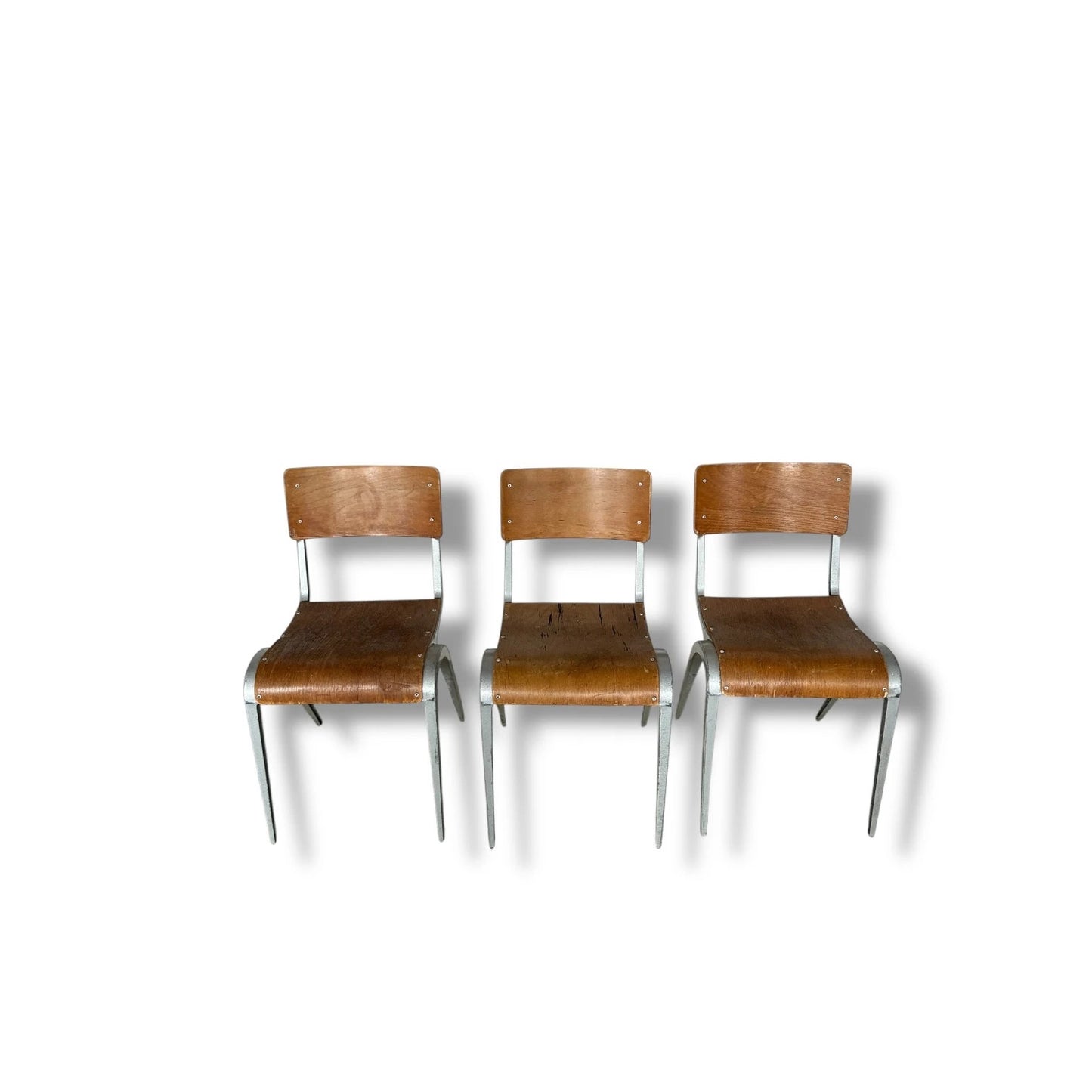Set of 3 Vintage James Leonard Small Chairs Stacking Chairs for Esavian