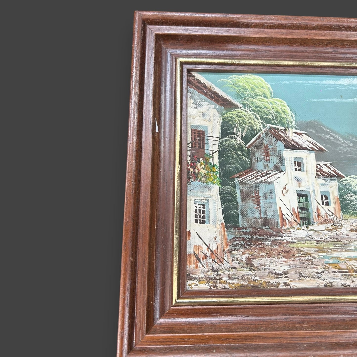 Vintage 1970s Mediterranean Nature Scene Art Painting