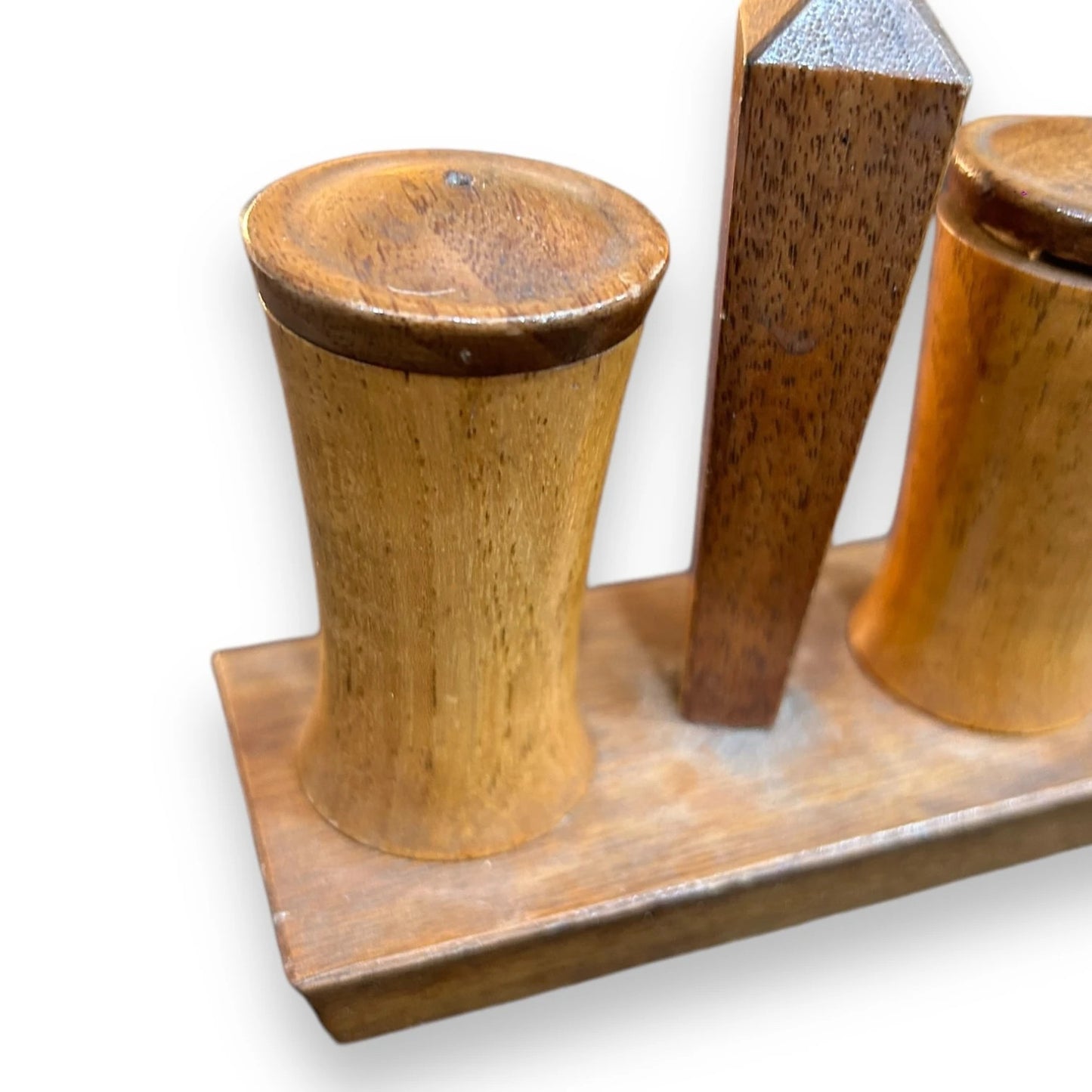 Mid Century Teak Salt and Pepper Cruet Set