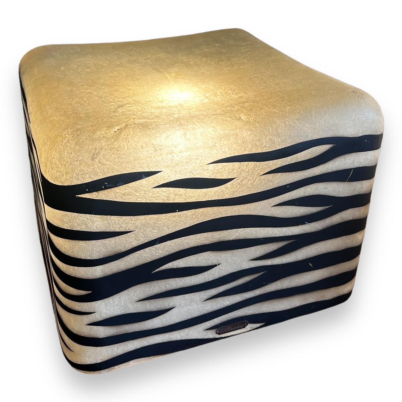 Vintage Cube Zebra Striped Floor Lamps