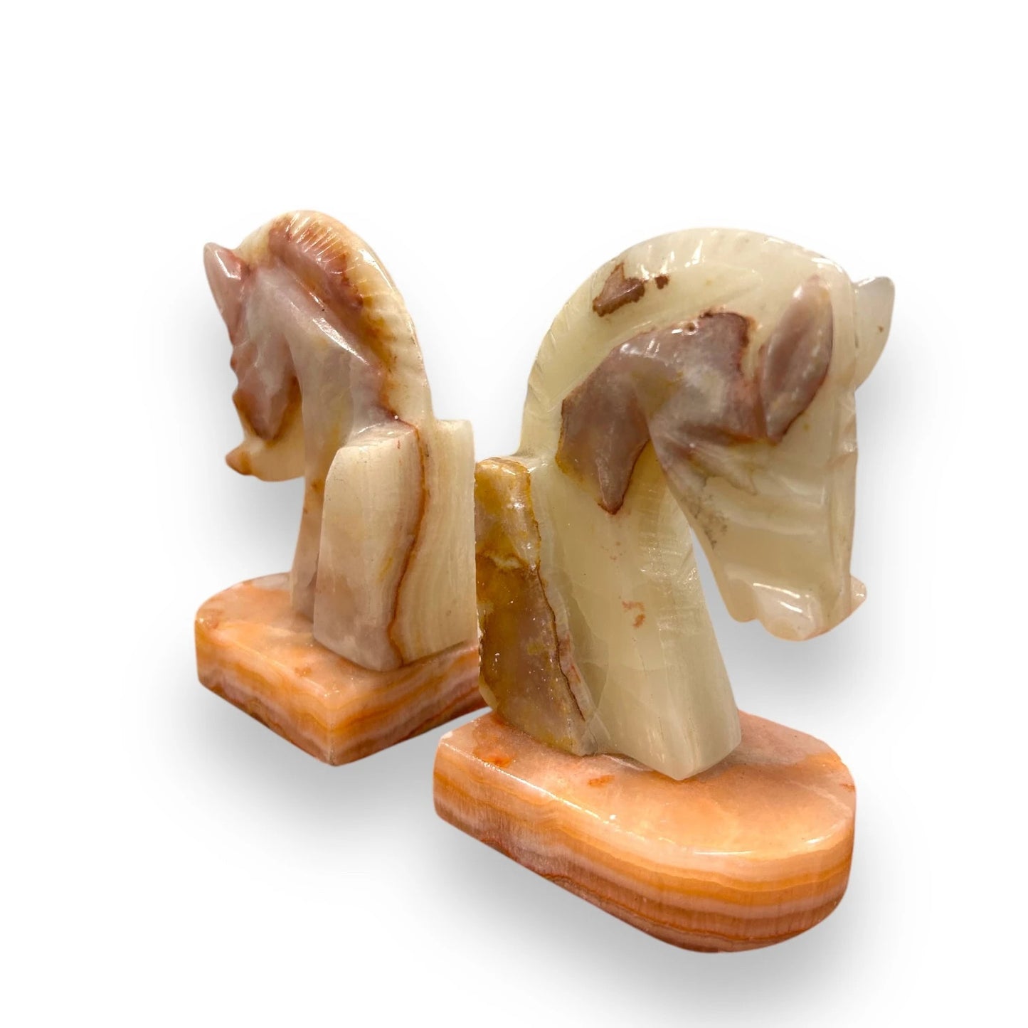 Mid century Onyx marble horse book ends
