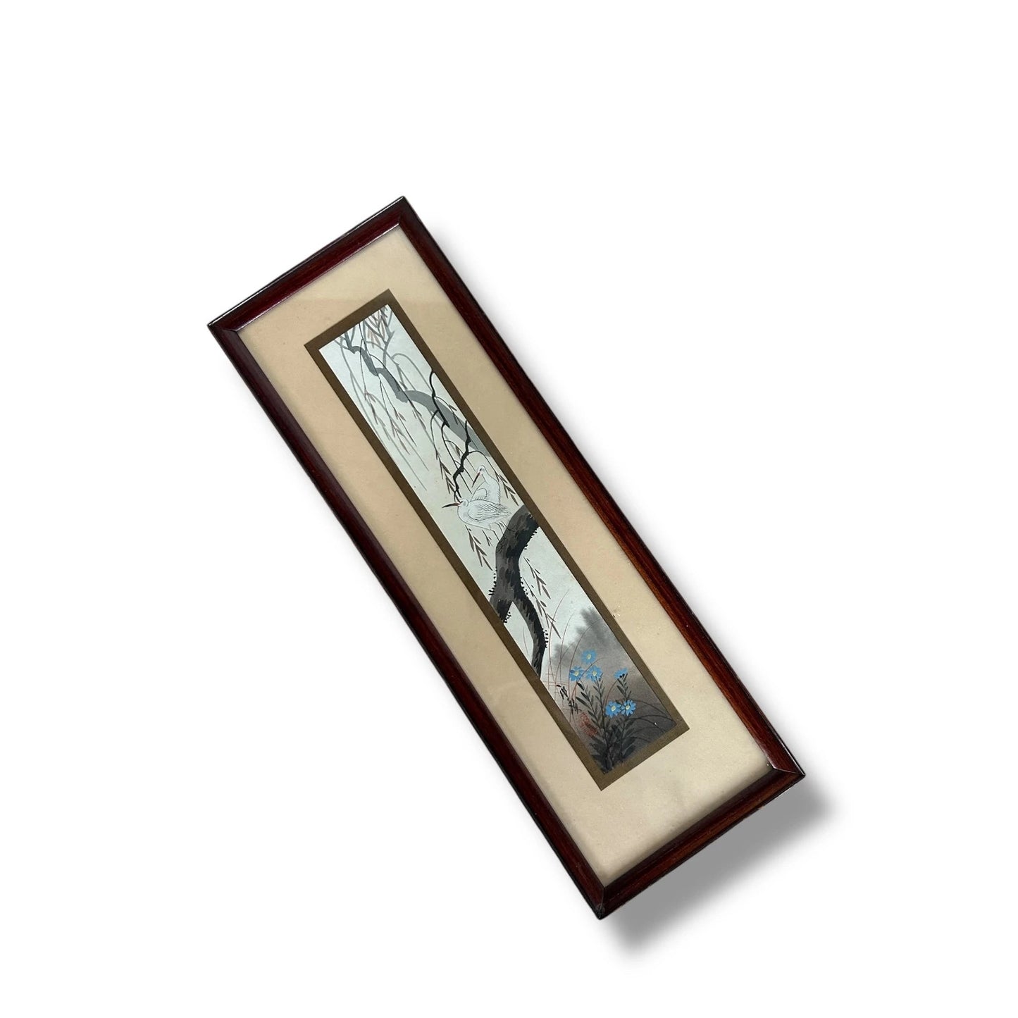 Vintage Asian Watercolour Brush Painting – Framed Oriental Wall Art