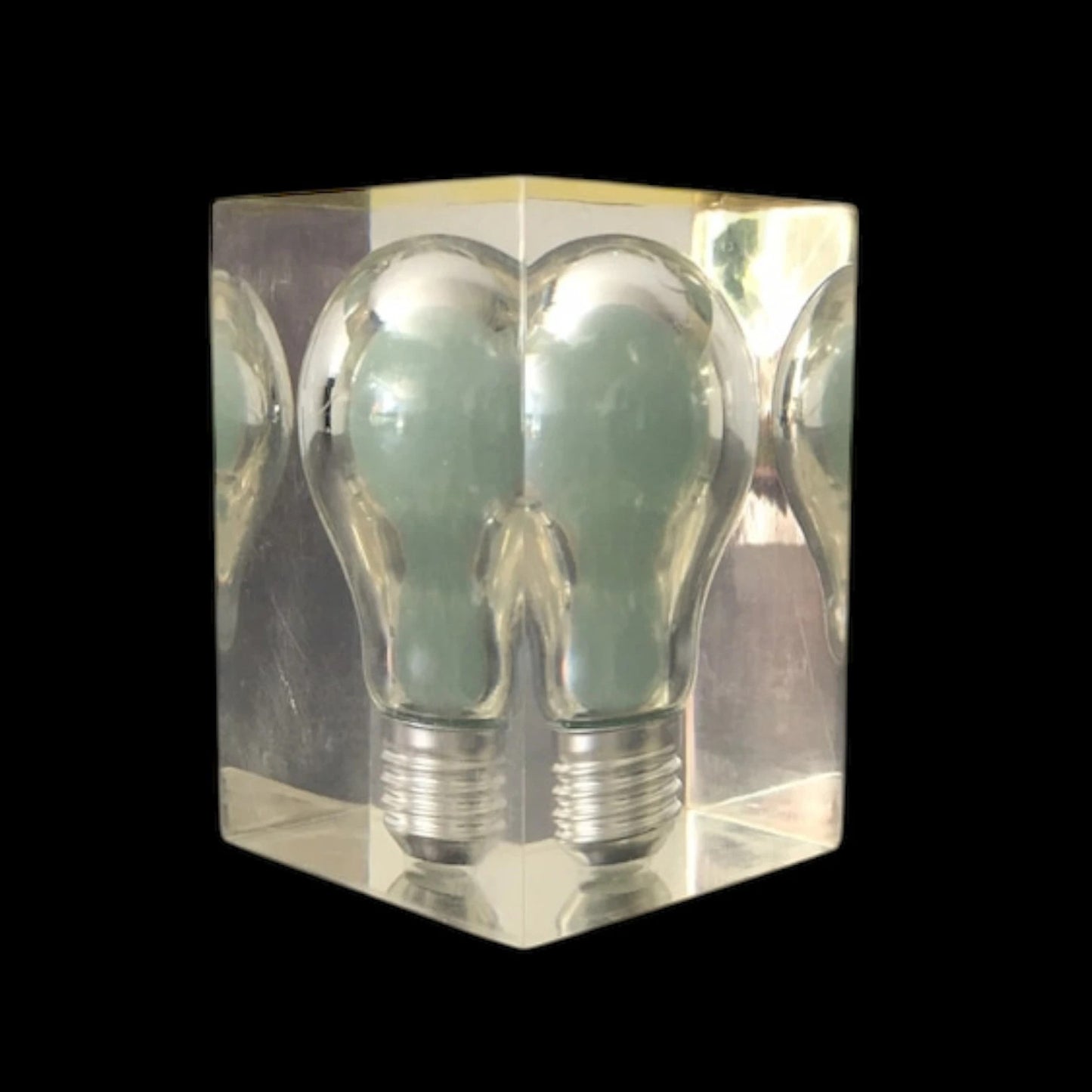 Mid Century Lucite Lightbulb Glow in the Dark Sculpture by Pierre Giraudon