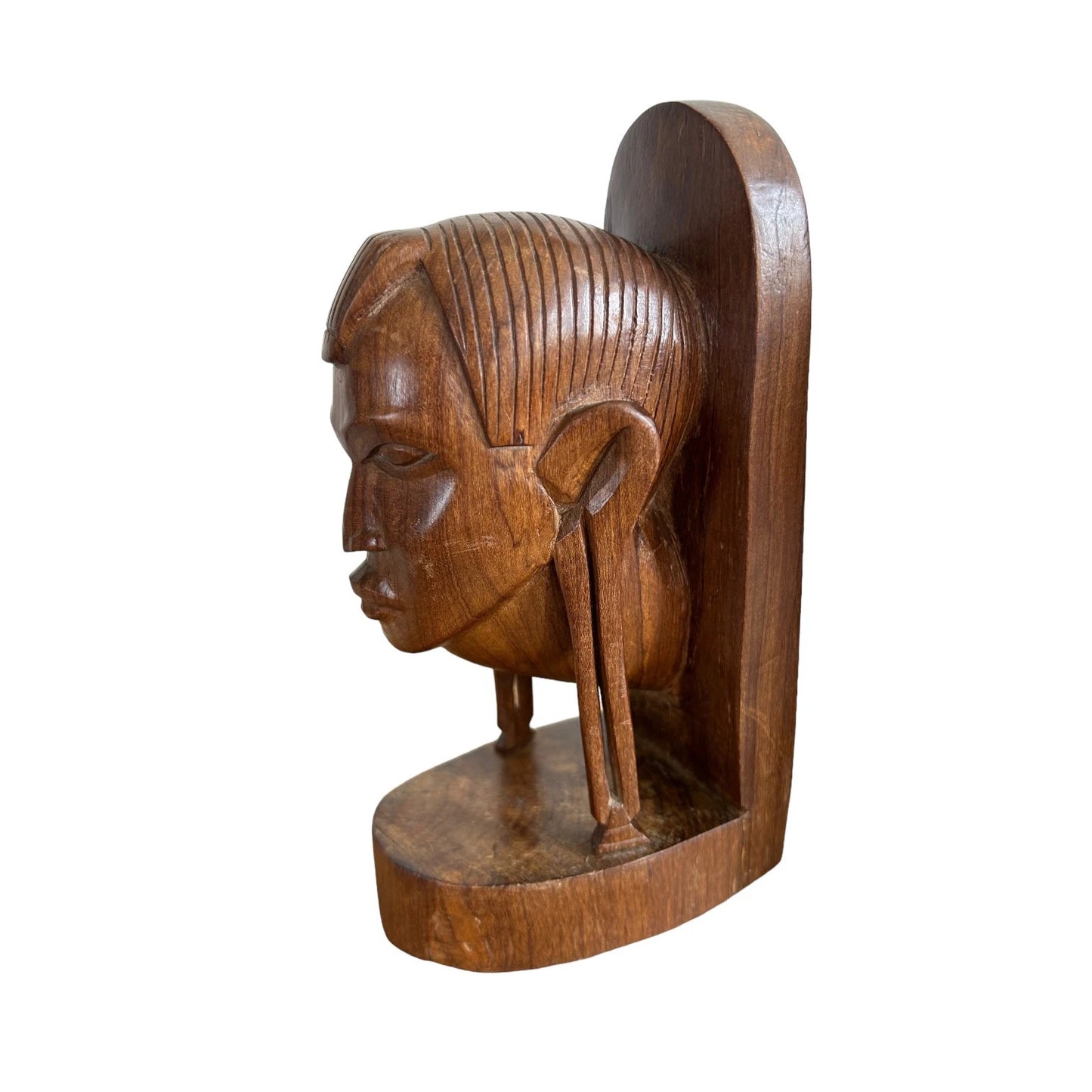 Mid Century Carved Wood African Bookends