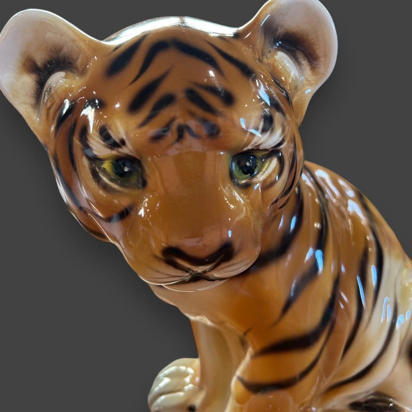Vintage 1960s Ceramic Tiger Cub Statue