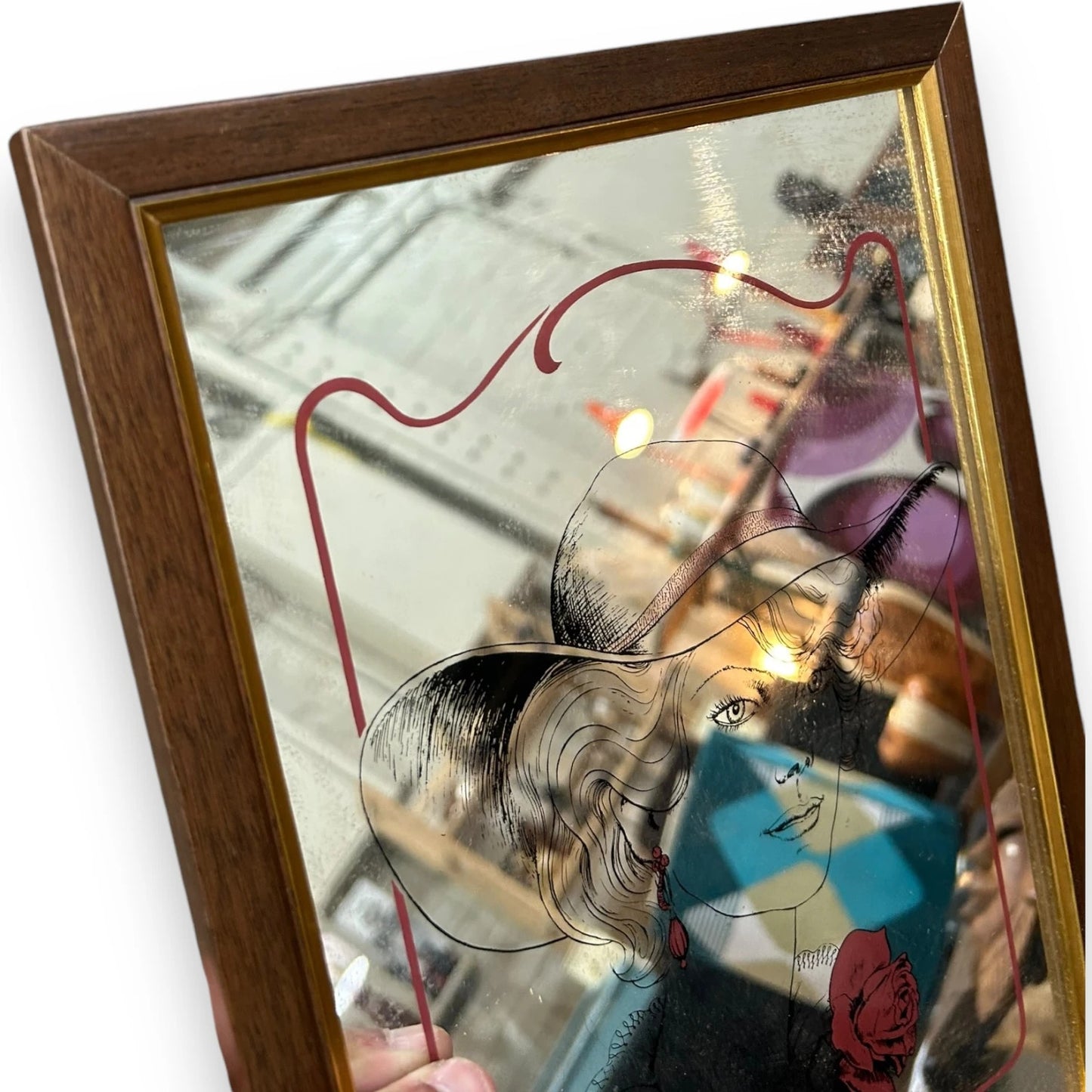 Vintage 1960s Art Deco Lady Mirror