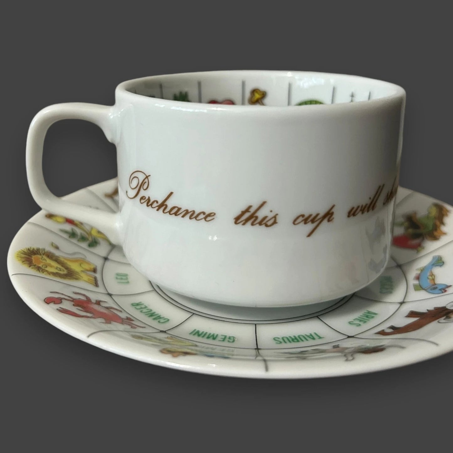 Vintage 1960s Fortune Telling Zodiac Cup and Saucer Set