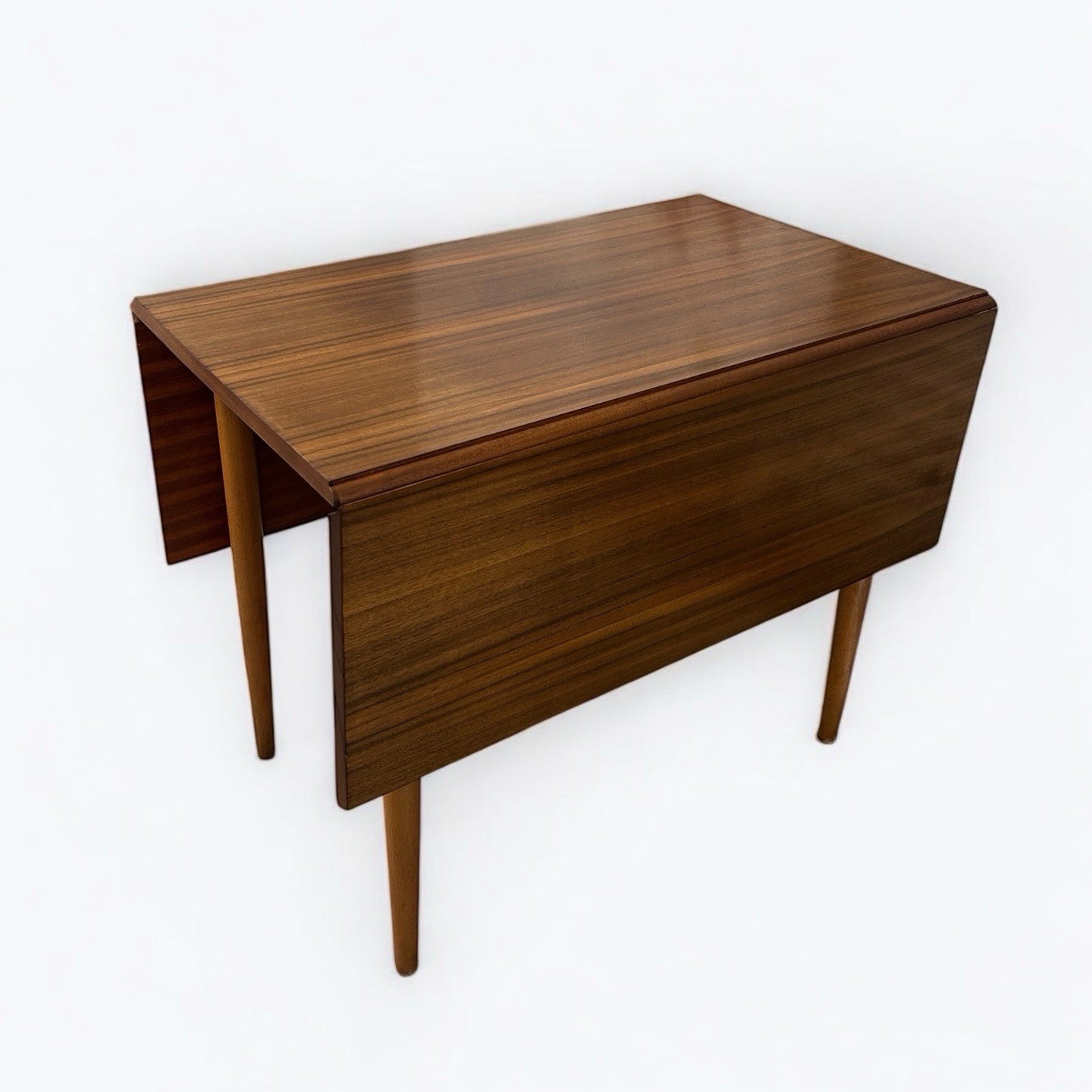 Mid Century Walnut Wood Drop Leaf Table