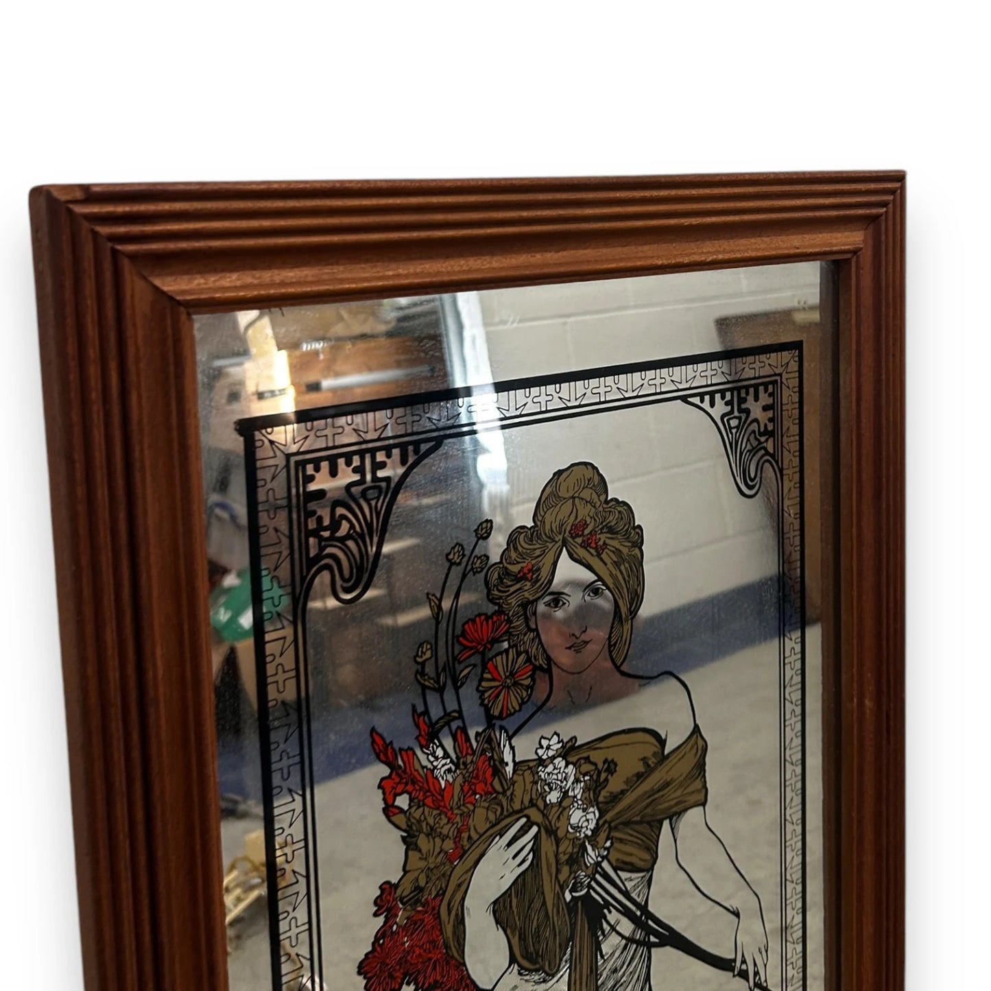 Vintage 1960s Alphonse Mucha Four Seasons Spring Long Mirror