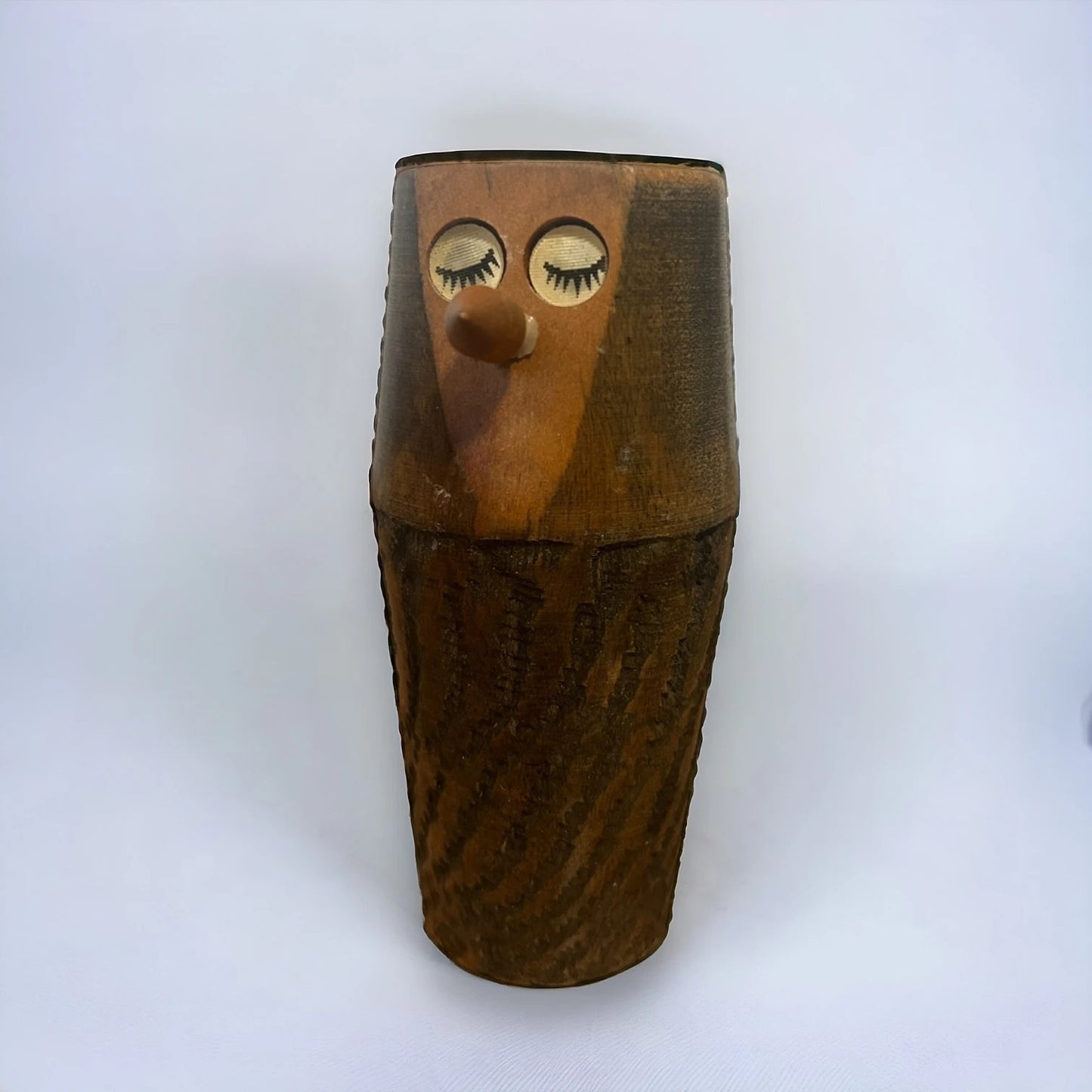 Mid Century Japanese Wood Owl Toothpick Holder